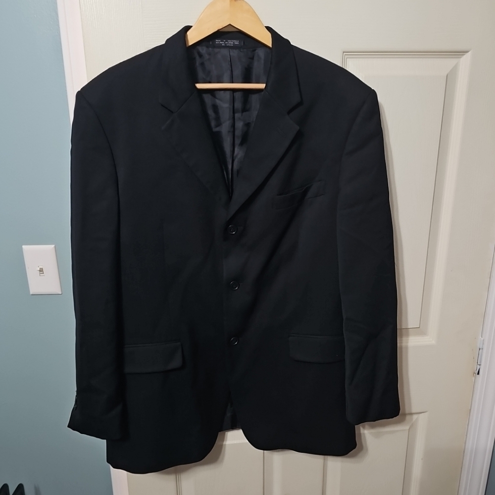 Jones New York Blazer Men's R 42 Wool Black 3 Buttons Excellent Pre-Owned